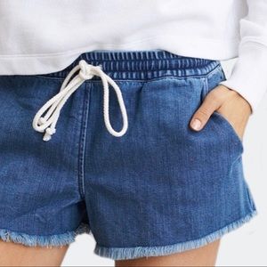 AE Aerie Denim Drawstring Pull Up Shorts Size Small